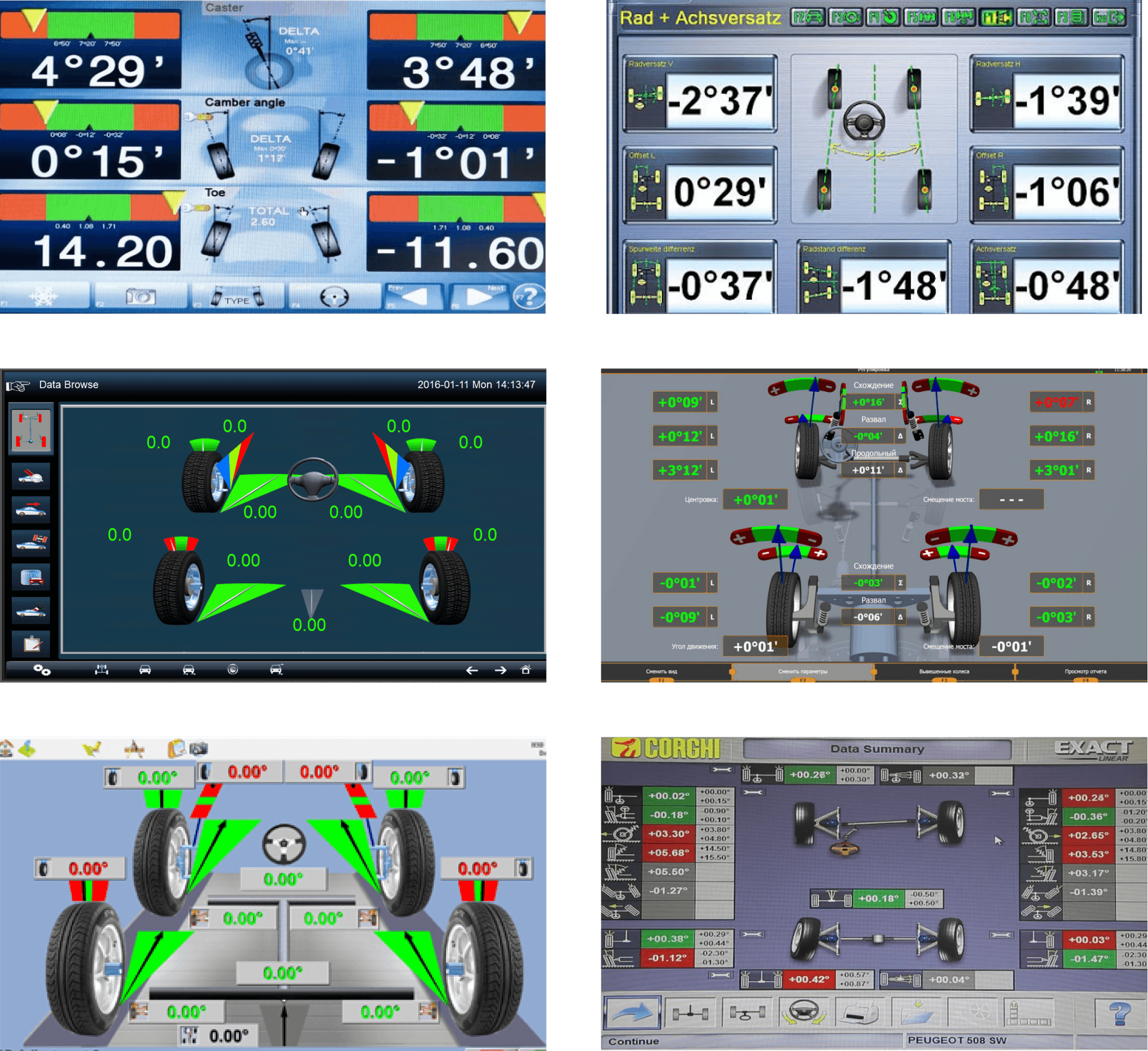 Six embedded GUI design benchmarking examples in comparison.