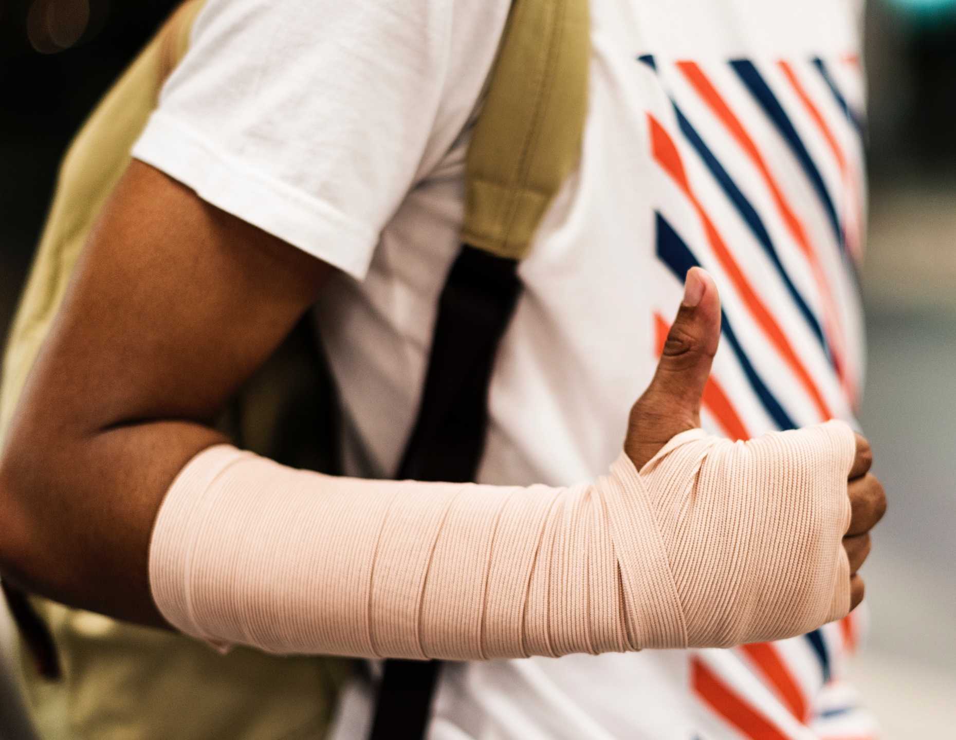 Close-up of injured arm for incident reporting mobile app