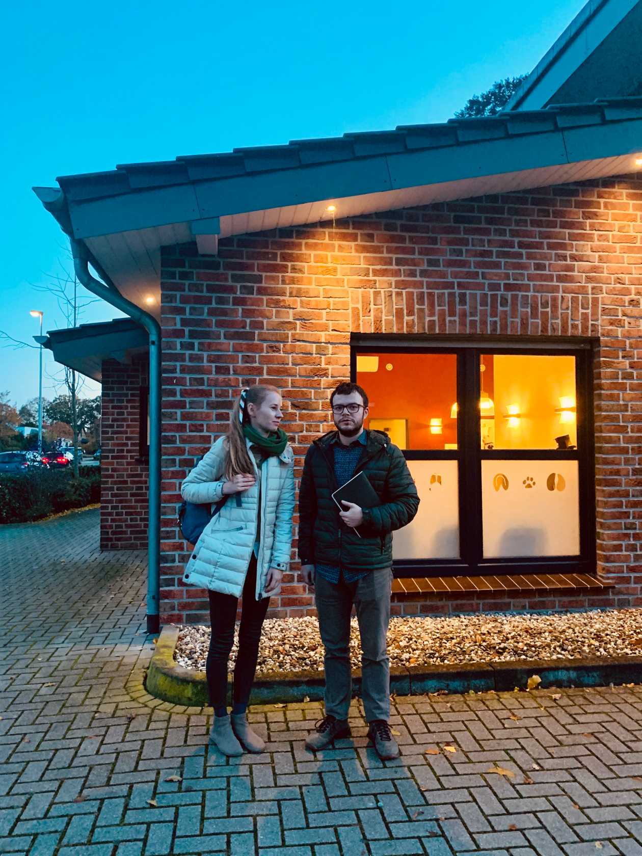 Man and woman outside clinic in the UK during user research study